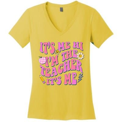 Retro Its Me Hi Im The Teacher Its Me Women's V-Neck T-Shirt