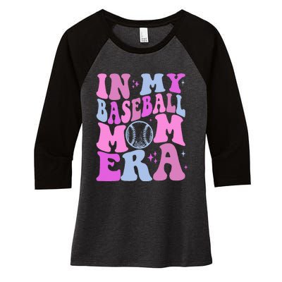 Retro In My Baseball Mom Era Funny Game Day Baseball Lover Women's Tri-Blend 3/4-Sleeve Raglan Shirt