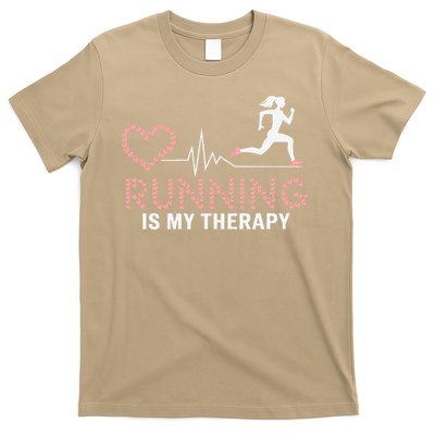 Running Is My Therapy Funny Runner Jogging Sport Women Gift T-Shirt