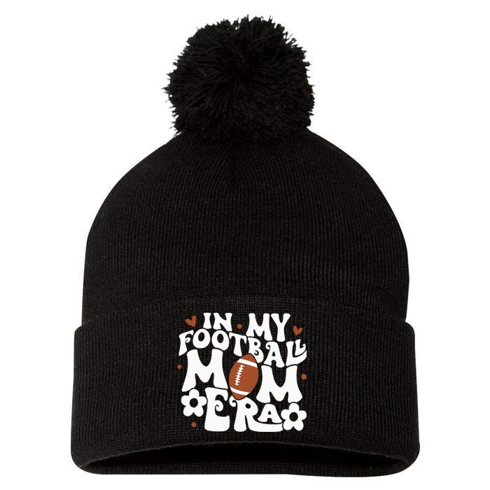 Retro In My Football Mom Era Football Mama Pom Pom 12in Knit Beanie