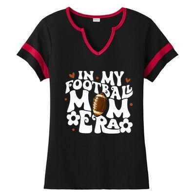 Retro In My Football Mom Era Football Mama Ladies Halftime Notch Neck Tee