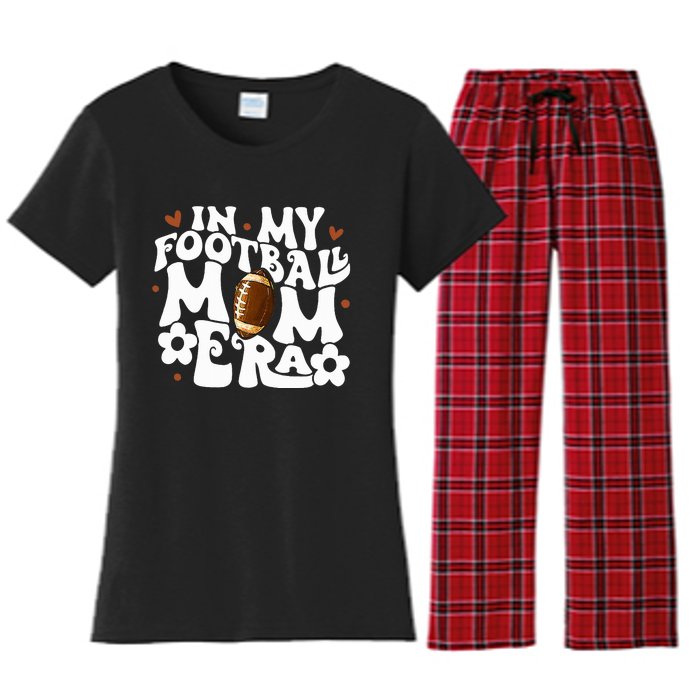 Retro In My Football Mom Era Football Mama Women's Flannel Pajama Set