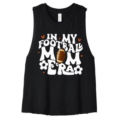 Retro In My Football Mom Era Football Mama Women's Racerback Cropped Tank