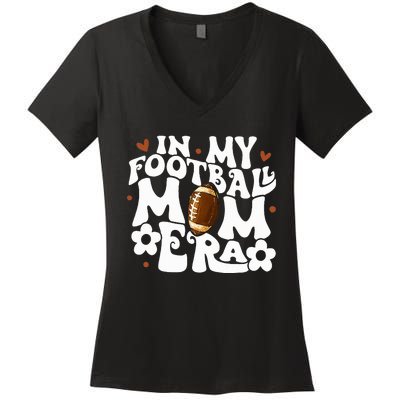 Retro In My Football Mom Era Football Mama Women's V-Neck T-Shirt