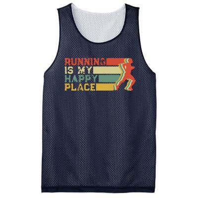 Running Is My Happy Place I Love To Run Runners Gifts Mesh Reversible Basketball Jersey Tank