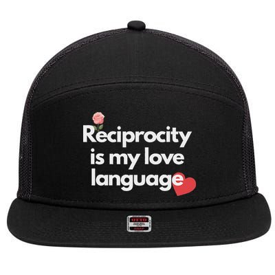 Reciprocity Is My Love Language Flower Red Heart 7 Panel Mesh Trucker Snapback Hat