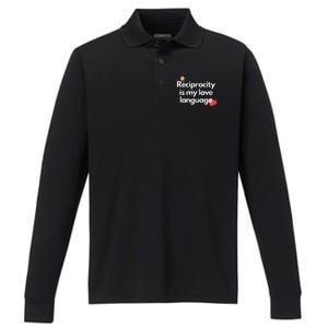 Reciprocity Is My Love Language Flower Red Heart Performance Long Sleeve Polo