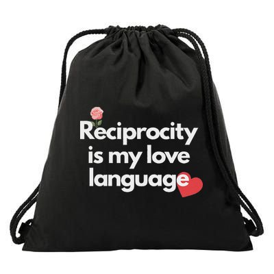 Reciprocity Is My Love Language Flower Red Heart Drawstring Bag