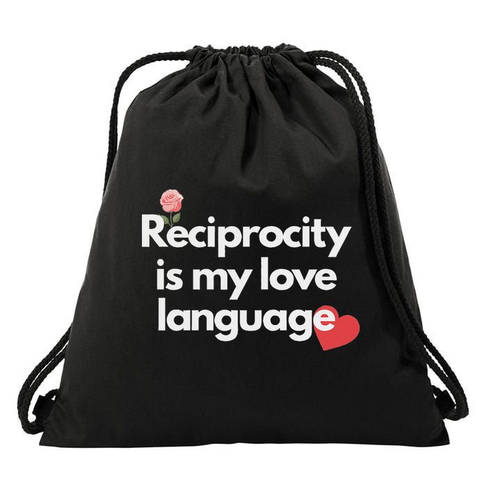 Reciprocity Is My Love Language Flower Red Heart Drawstring Bag
