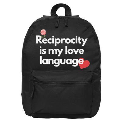 Reciprocity Is My Love Language Flower Red Heart 16 in Basic Backpack