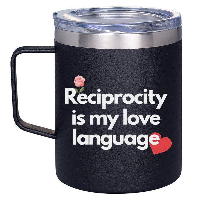 Reciprocity Is My Love Language Flower Red Heart 12oz Stainless Steel Coffee Mug