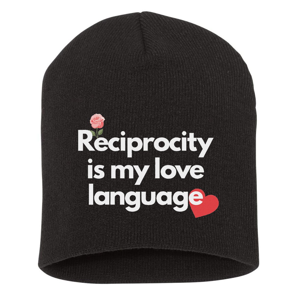 Reciprocity Is My Love Language Flower Red Heart Short Acrylic Beanie