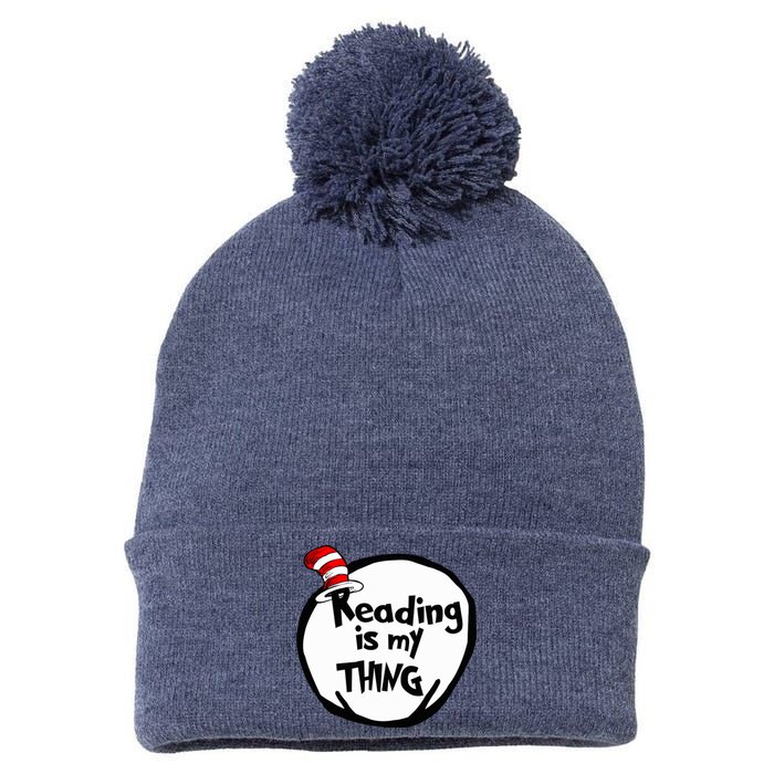 Reading Is My Thing Funny Bookworm Reading Lover Gift Pom Pom 12in Knit Beanie