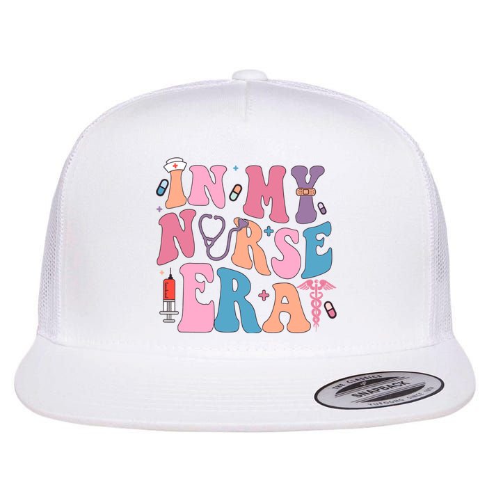 Retro In My Nurse Era Happy Nurse Day Flat Bill Trucker Hat