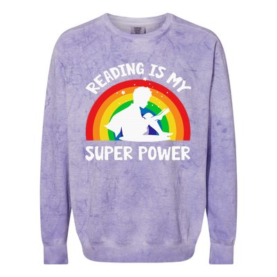 Reading Is My Superpower Book Teacher Colorblast Crewneck Sweatshirt