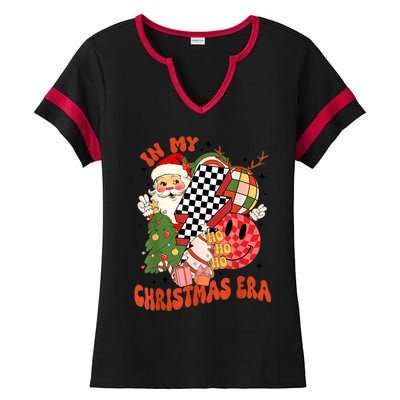 Retro In My Christmas Era Funny Christmas Gift Ladies Halftime Notch Neck Tee