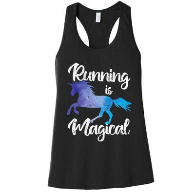 Running Is Magical Unicorn Funny Jogging Horse Riding Runner Women's Racerback Tank