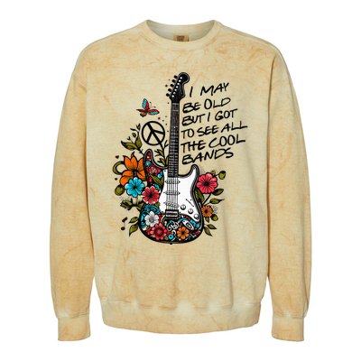 Retro I May Be Old But I Got to See All The Cool Bands  Colorblast Crewneck Sweatshirt