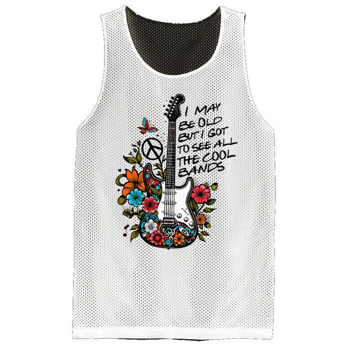 Retro I May Be Old But I Got to See All The Cool Bands  Mesh Reversible Basketball Jersey Tank