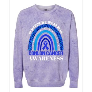 Rainbow In March We Wear Blue For Colon Cancer Awareness Cute Gift Colorblast Crewneck Sweatshirt