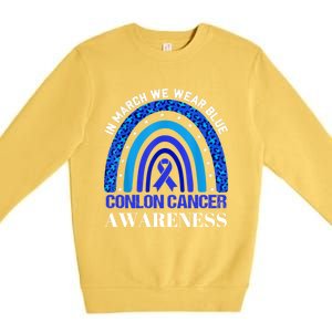 Rainbow In March We Wear Blue For Colon Cancer Awareness Cute Gift Premium Crewneck Sweatshirt