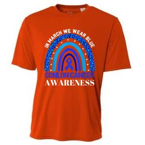 Rainbow In March We Wear Blue For Colon Cancer Awareness Cute Gift Cooling Performance Crew T-Shirt