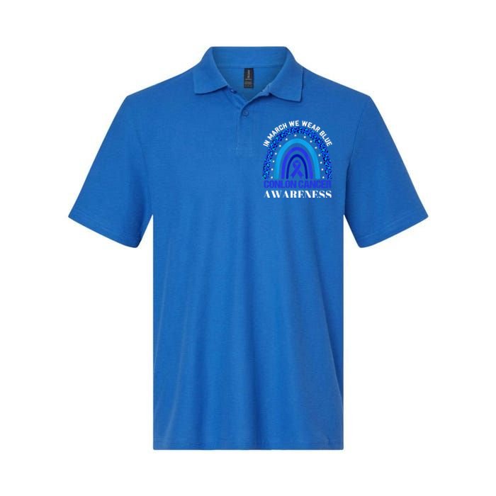 Rainbow In March We Wear Blue For Colon Cancer Awareness Cute Gift Softstyle Adult Sport Polo