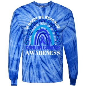 Rainbow In March We Wear Blue For Colon Cancer Awareness Cute Gift Tie-Dye Long Sleeve Shirt