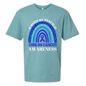 Rainbow In March We Wear Blue For Colon Cancer Awareness Cute Gift Sueded Cloud Jersey T-Shirt