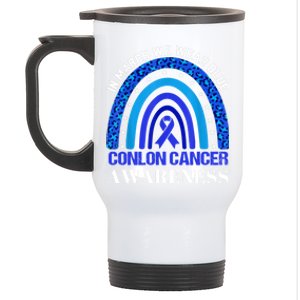 Rainbow In March We Wear Blue For Colon Cancer Awareness Cute Gift Stainless Steel Travel Mug