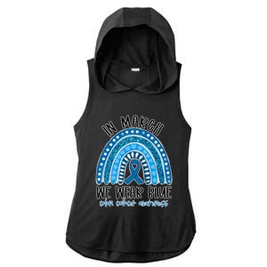 Rainbow In March We Wear Blue Ribbon Colon Cancer Awareness Cute Gift Ladies PosiCharge Tri-Blend Wicking Draft Hoodie Tank