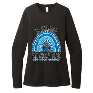 Rainbow In March We Wear Blue Ribbon Colon Cancer Awareness Cute Gift Womens CVC Long Sleeve Shirt