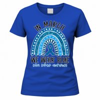 Rainbow In March We Wear Blue Ribbon Colon Cancer Awareness Cute Gift Women's T-Shirt