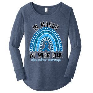 Rainbow In March We Wear Blue Ribbon Colon Cancer Awareness Cute Gift Women's Perfect Tri Tunic Long Sleeve Shirt