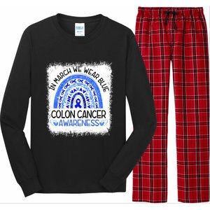 Rainbow In March We Wear Blue Colon Cancer Awareness Meaningful Gift Long Sleeve Pajama Set