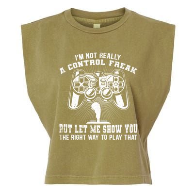 Retro I'm Not Really A Control Freak Video Game Player Gamer Funny Gift Garment-Dyed Women's Muscle Tee