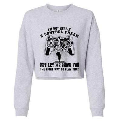 Retro I'm Not Really A Control Freak Video Game Player Gamer Funny Gift Cropped Pullover Crew