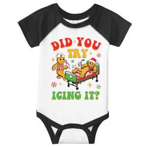 Retro Icu Nurse Christmas Gingerbread Did You Try Icing It Infant Baby Jersey Bodysuit