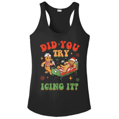 Retro Icu Nurse Christmas Gingerbread Did You Try Icing It Ladies PosiCharge Competitor Racerback Tank