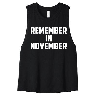 Remember In November Hurricane Helene Relief Efforts Women's Racerback Cropped Tank