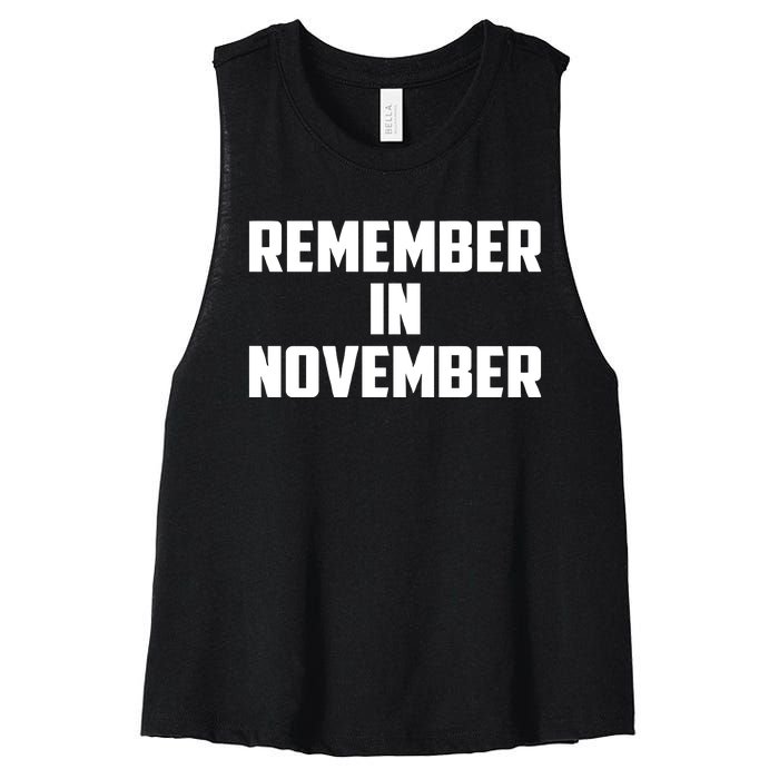 Remember In November Hurricane Helene Relief Efforts Women's Racerback Cropped Tank