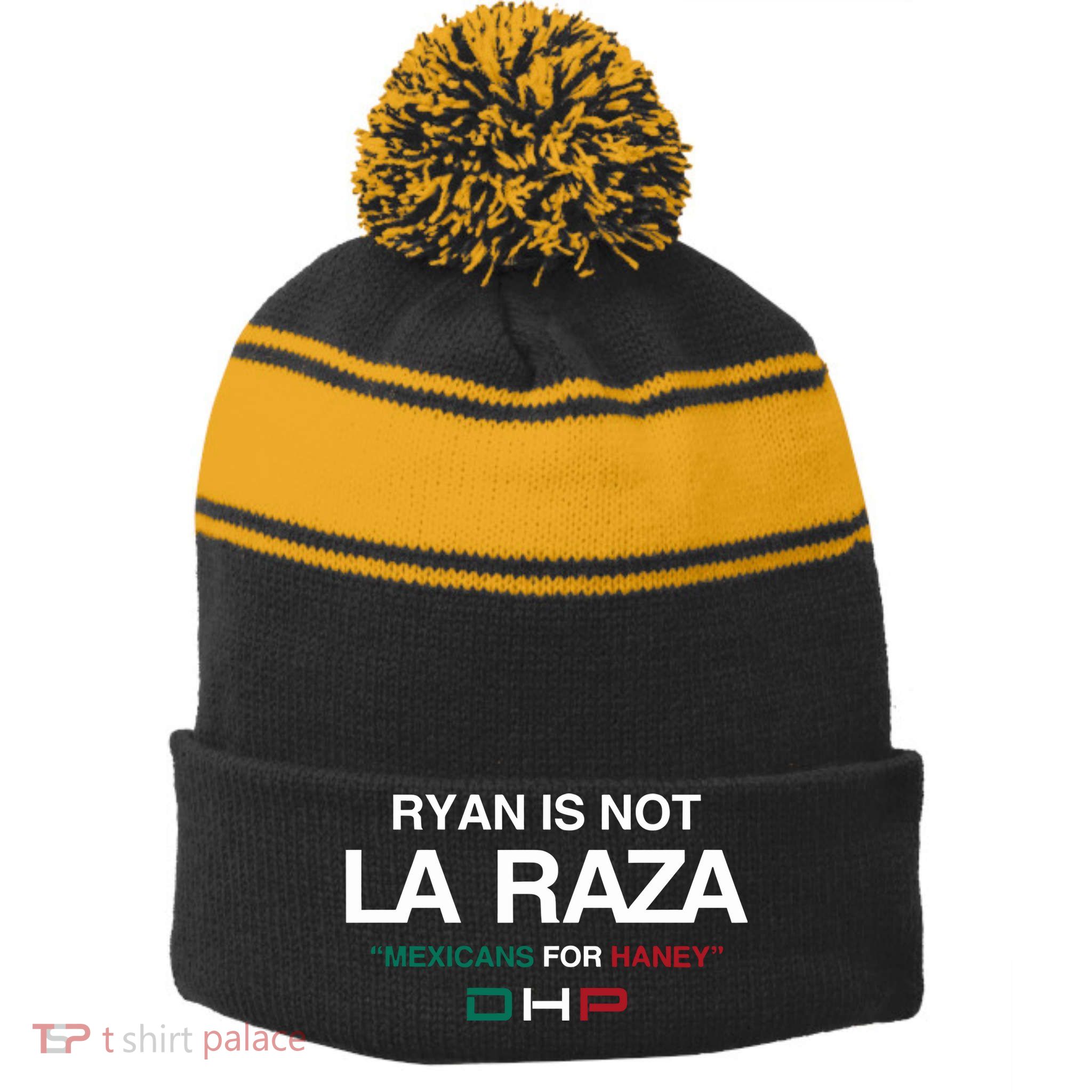 Ryan Is Not La Raza Mexicans For Haney Dhp Stripe Pom Pom Beanie
