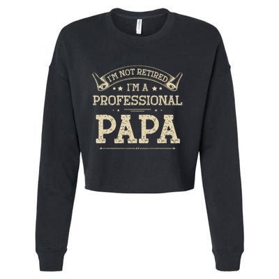 Retro Im Not Retired A Professional Papa Gift For Dad Cropped Pullover Crew