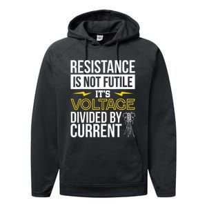 Resistance Is Not Futile Funny Electrician Performance Fleece Hoodie