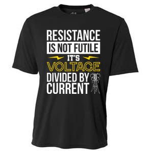 Resistance Is Not Futile Funny Electrician Cooling Performance Crew T-Shirt