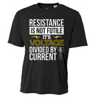 Resistance Is Not Futile Funny Electrician Cooling Performance Crew T-Shirt