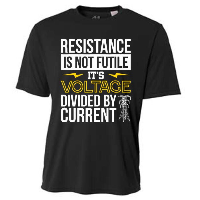 Resistance Is Not Futile Funny Electrician Cooling Performance Crew T-Shirt