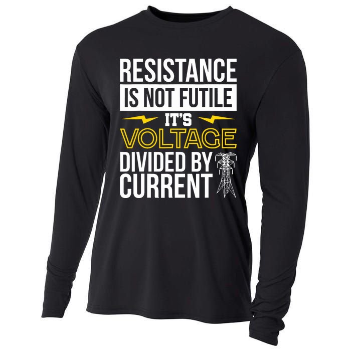 Resistance Is Not Futile Funny Electrician Cooling Performance Long Sleeve Crew