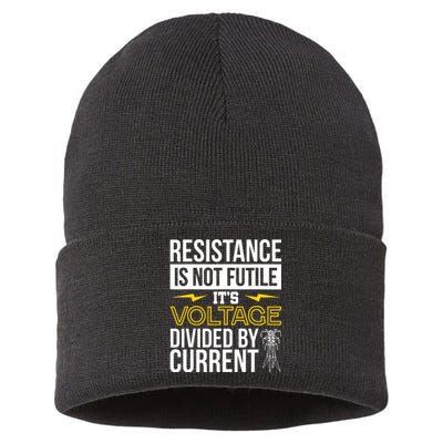 Resistance Is Not Futile Funny Electrician Sustainable Knit Beanie