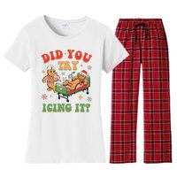 Retro Icu Nurse Christmas Gingerbread Did You Try Icing It Women's Flannel Pajama Set